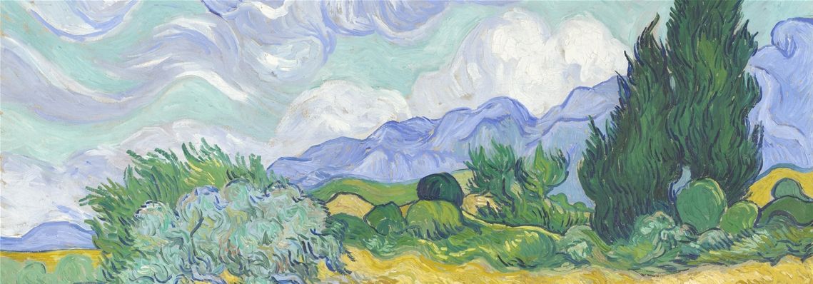 Wheat field with Cypresses painting